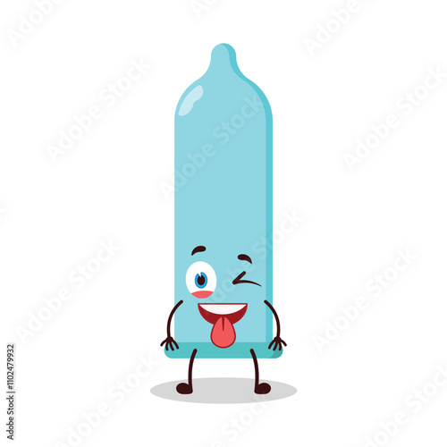 cute teased expression of condom cartoon character