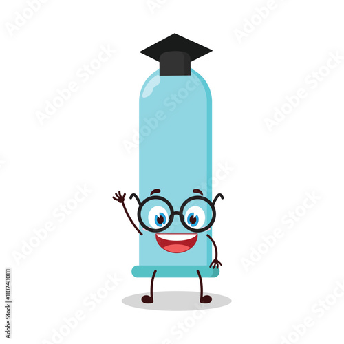 cute graduation college student expression of condom cartoon character