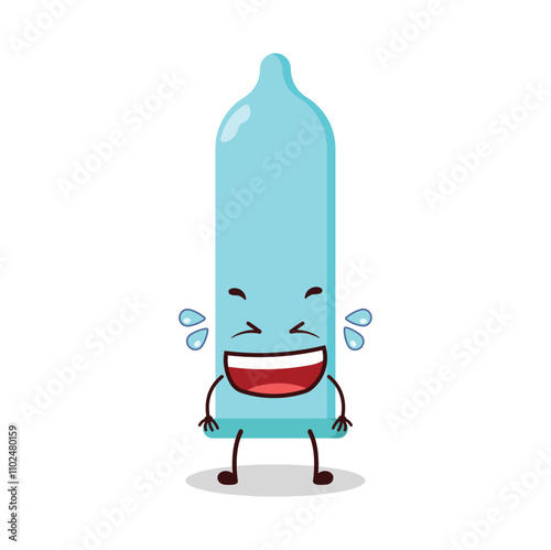 cute laugh out loud expression of condom cartoon character