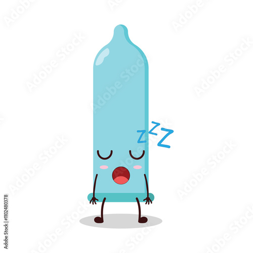 cute rest expression of condom cartoon character