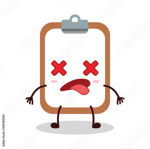 cute fainted expression of clipboard cartoon character