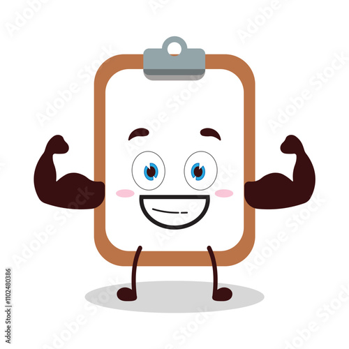 cute masculine healthy athlete expression of clipboard cartoon character