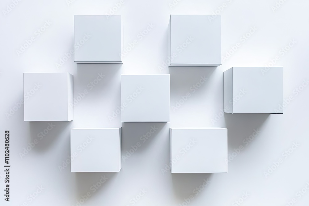 Random shifted white cube boxes block background wallpaper banner with copy space Random shifted white cube boxes block background wallpaper banner with copy space