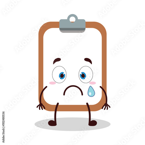 cute nervous expression of clipboard cartoon character