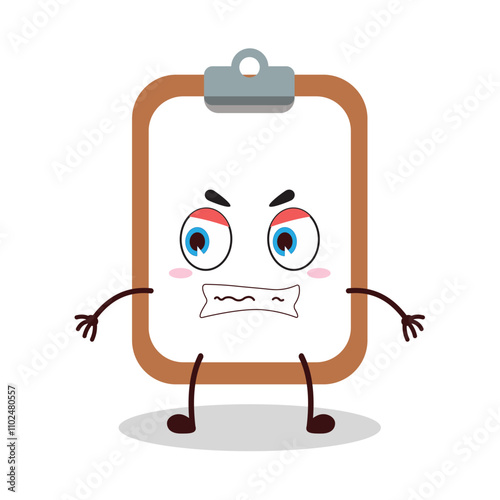 cute mad expression of clipboard cartoon character