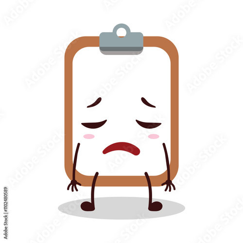 cute tired expression of clipboard cartoon character