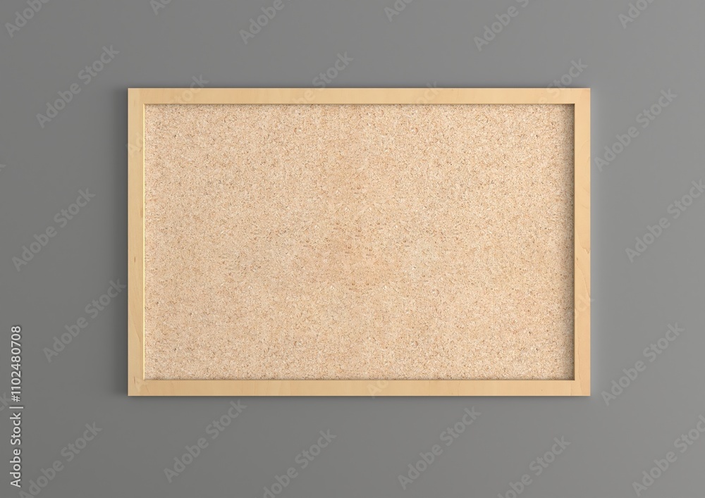 Fototapeta premium Brown cork board, note pinboard with unpainted natural wooden frame isolated on white background