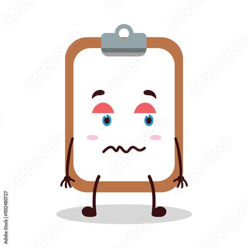 cute grumpy expression of clipboard cartoon character