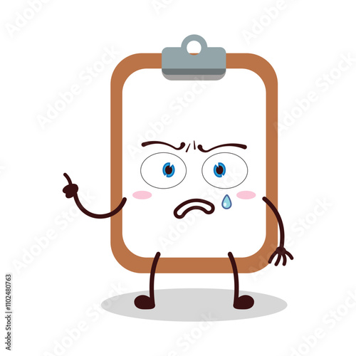 cute weird expression of clipboard cartoon character