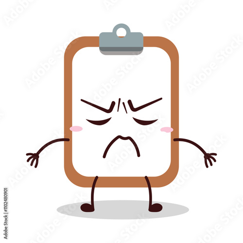 cute angry expression of clipboard cartoon character