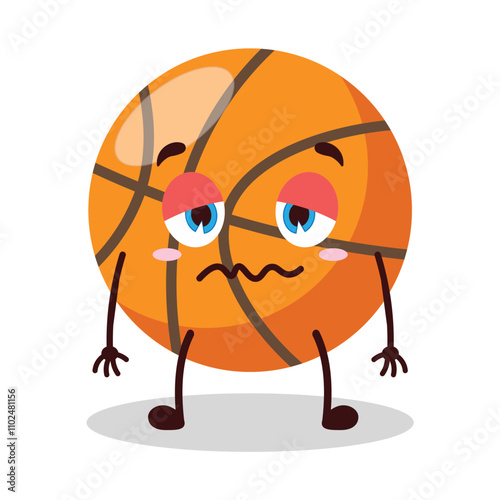 cute nope expression of basket ball cartoon character