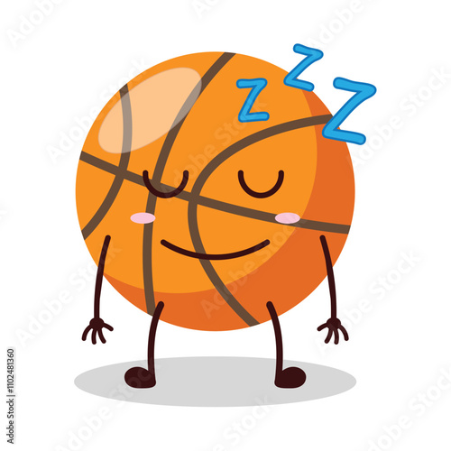 cute sleep expression of basket ball cartoon character