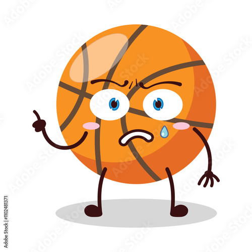 cute weird expression of basket ball cartoon character