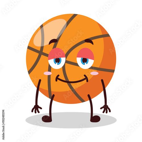 cute lazy expression of basket ball cartoon character