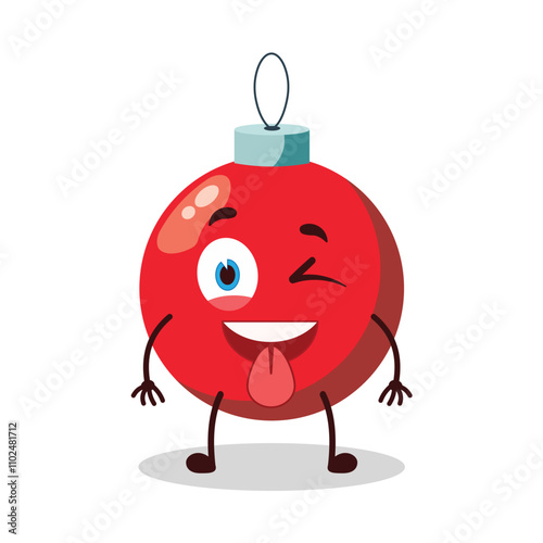 cute teased expression of Christmas ball cartoon character