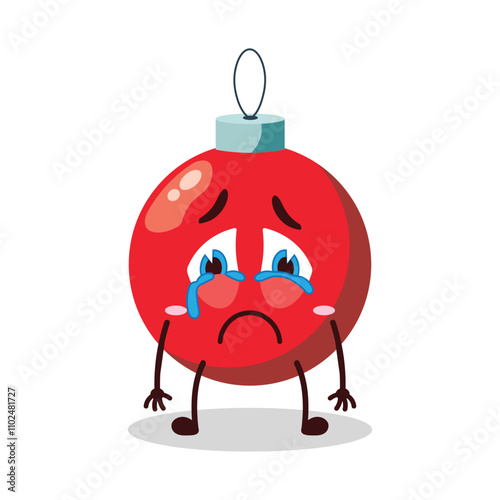 cute cry expression of Christmas ball cartoon character