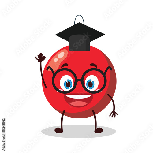 cute graduation college student expression of Christmas ball cartoon character
