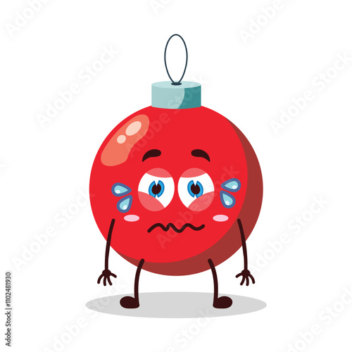 cute upset expression of Christmas ball cartoon character