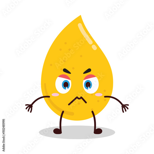 cute irritated expression of gold drop cartoon character