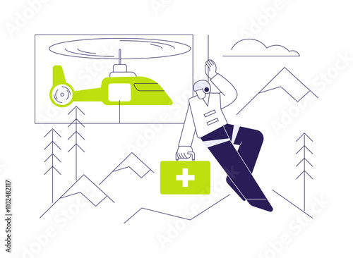 Rescue helicopter abstract concept vector illustration.