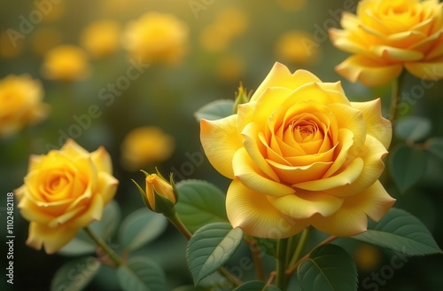yellow roses on a green background