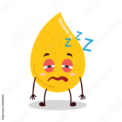 cute sleepy expression of gold drop cartoon character