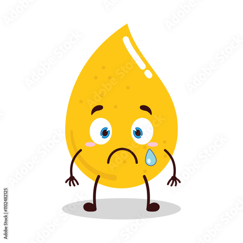 cute nervous expression of gold drop cartoon character