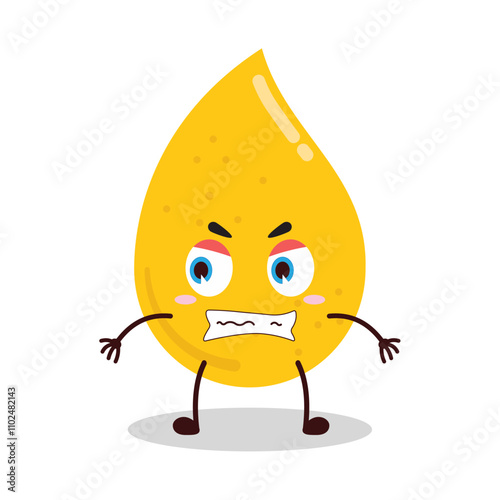 cute angry expression of gold drop cartoon character