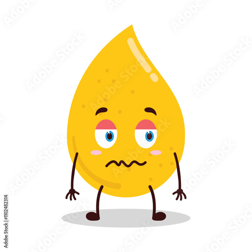 cute grumpy expression of gold drop cartoon character