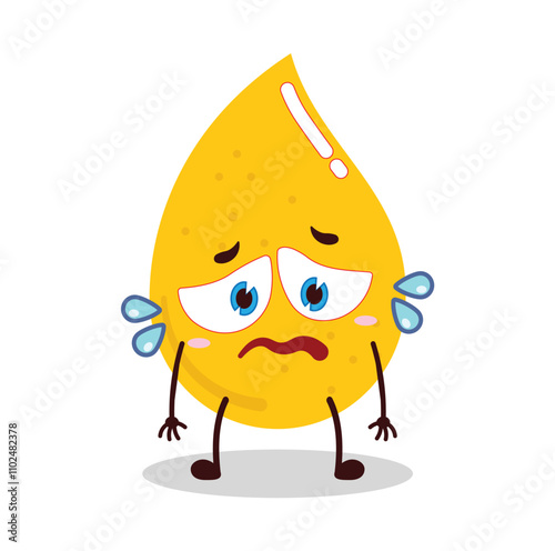 cute depressed expression of gold drop cartoon character