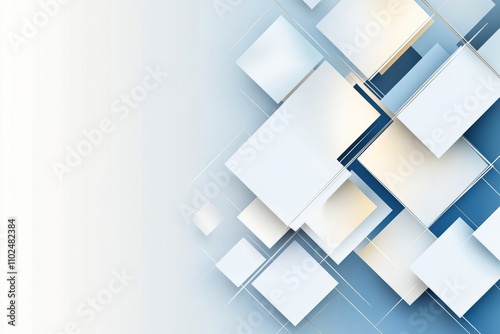Abstract blue and white geometric shapes creating modern background design
