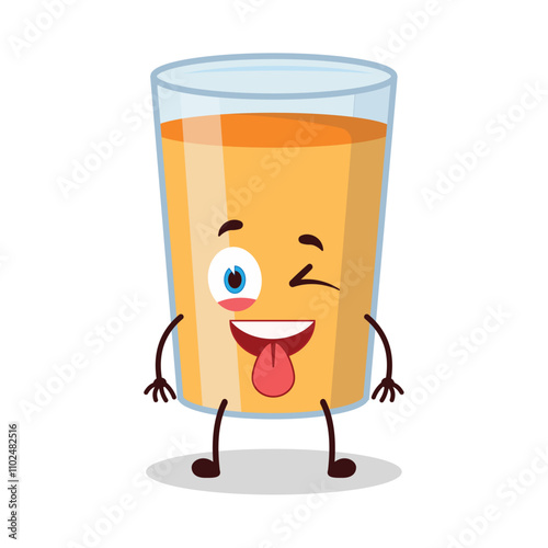 cute teased expression of orange juice cartoon character
