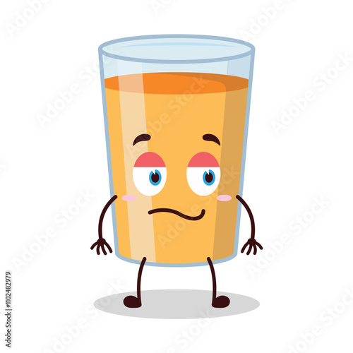 cute silent expression of orange juice cartoon character
