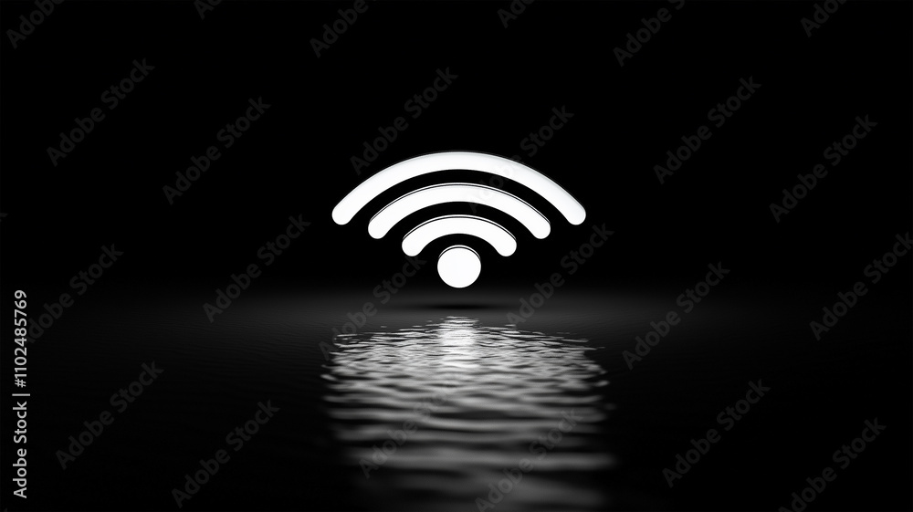 Obraz premium 黒背景に白いWi-Fiアイコン