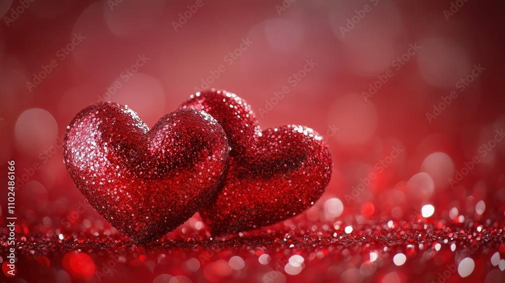 Fototapeta premium Red Hearts Abstract red Background. Happy Valentine's Day