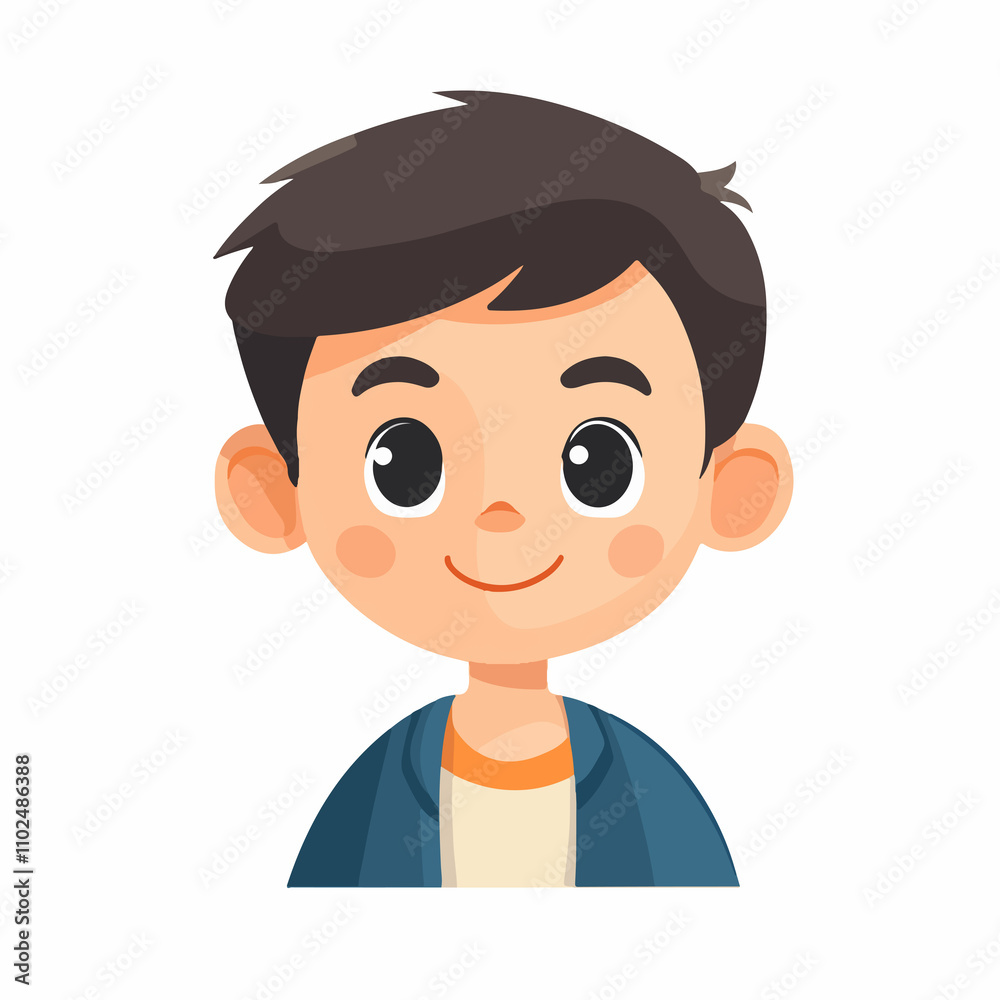 Flat Design Vector Illustration of Young Boy Icon Flat Design Vector Illustration of Young Boy Icon
