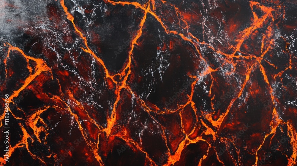 Intense abstract design featuring fiery vein-like patterns in deep crimson and black, illuminated by vibrant streaks of glowing orange. Textures evoke raw energy and dramatic power. Intense abstract design featuring fiery vein-like patterns in deep crimson and black, illuminated by vibrant streaks of glowing orange. Textures evoke raw energy and dramatic power.