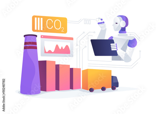 AI-Analyzed Carbon Footprint abstract concept vector illustration.