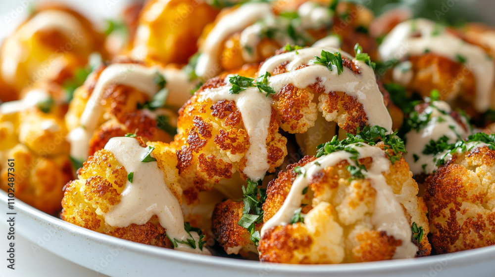 Roasted cauliflower with herbs and creamy sauce Roasted cauliflower with herbs and creamy sauce