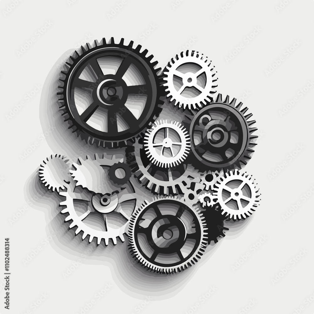 Gears Design on Gray Background Vector Illustration Gears Design on Gray Background Vector Illustration