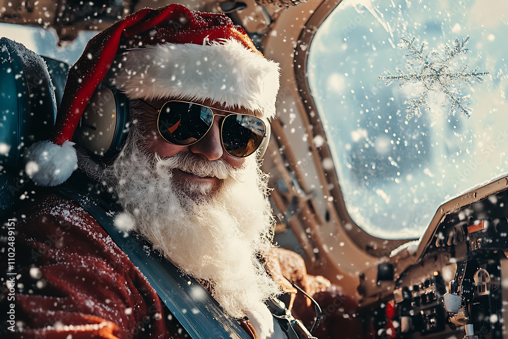 Santa Claus as a professional airline pilot in a snowy, holiday-themed setting. A fun and festive twist on the iconic character, combining aviation and Christmas spirit Santa Claus as a professional airline pilot in a snowy, holiday-themed setting. A fun and festive twist on the iconic character, combining aviation and Christmas spirit