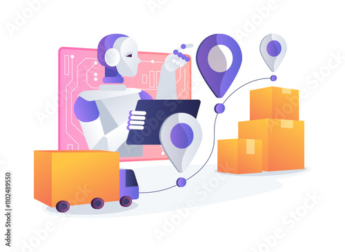 AI-Optimized Supply Chain Management abstract concept vector illustration.