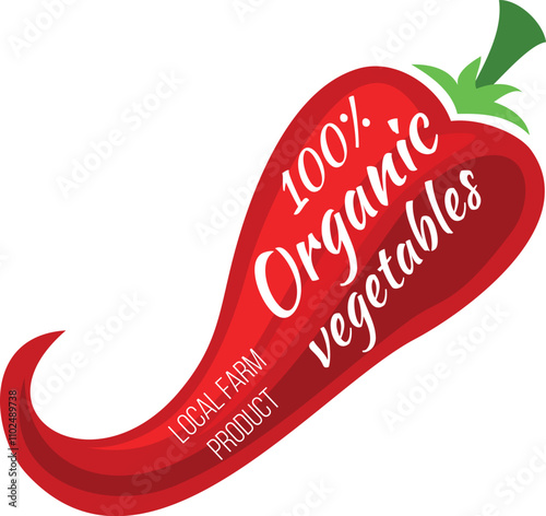 Organic vegetables retail logo in watercolor hot pepper shape