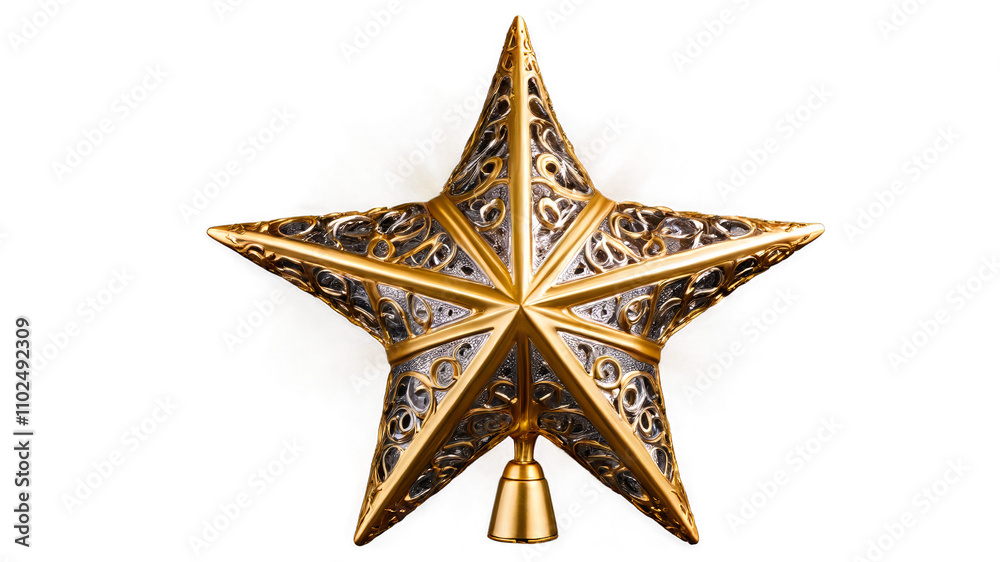 Golden star Christmas tree topper design Golden star Christmas tree topper design