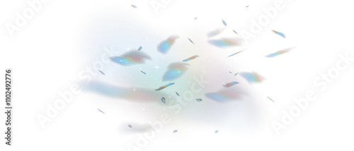 Png light of Rainbow and white dust. Png Bokeh light effect. Christmas glowing dust. Rainbow flickering glow with confetti light and crystal flare. Pure arbord, vector illustration and png all in one.