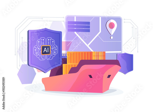 AI-Enhanced Cargo Security abstract concept vector illustration.