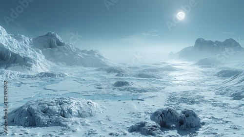 Serene snowy landscape from the planet Hoth with ice formations