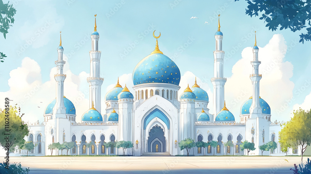 Obraz premium Majestic Blue Mosque Islamic Architecture Spiritual Serenity Travel Destination