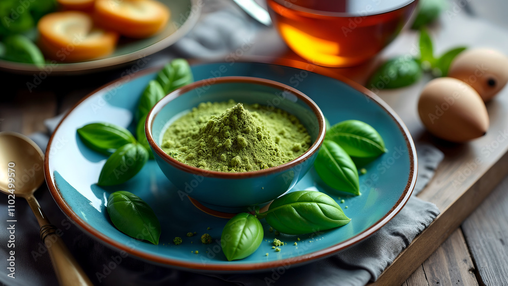 Basil and Herbal Tea with Nutritious Snacks Basil and Herbal Tea with Nutritious Snacks
