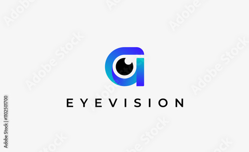 Logo Letter A and Eye Vision. Digital, visual with modern and minimalist concept. Editable file.